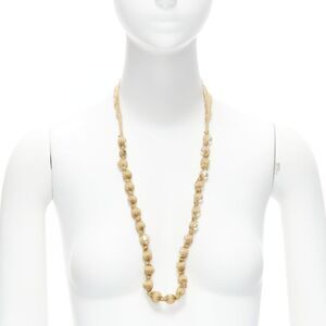 Lanvin Alber Elbaz silk ribbon pearl wrap long necklace